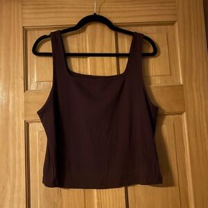 Old Navy Burgundy Cropped Ribbed Tank Top